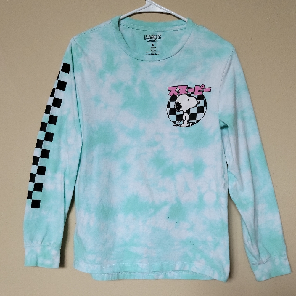 Peanuts Snoopy Tie Dyed Checkered Long Sleeve